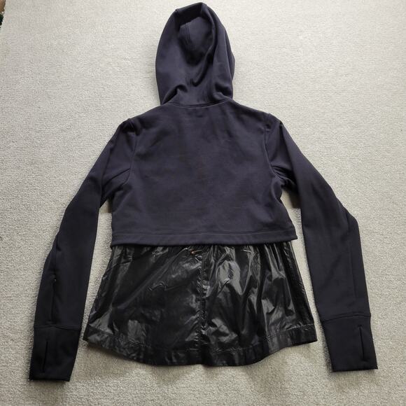 Athleta Windy Point Jacket Women’s Small Black Hooded Rose Gold Trim - Picture 3 of 10